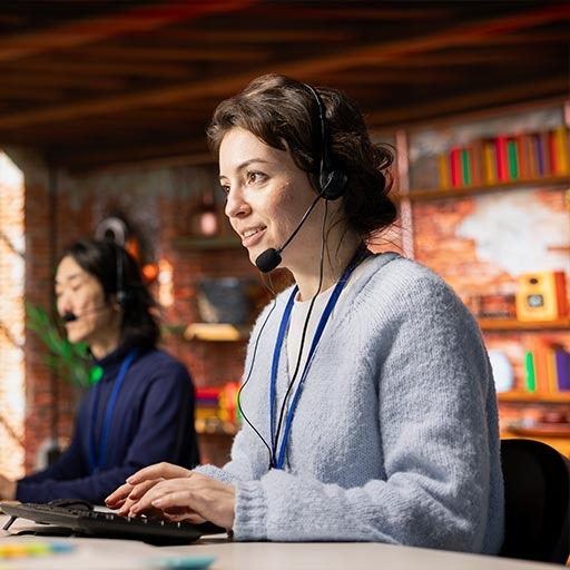 Warehouse worker with RF scanner